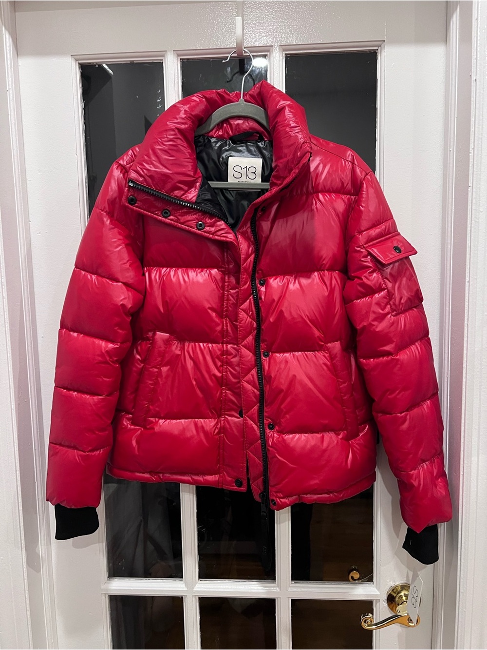 Sam. S13 Freestyle Down Nylon Puffer, hooded Jacket Color Candy Red Size XS